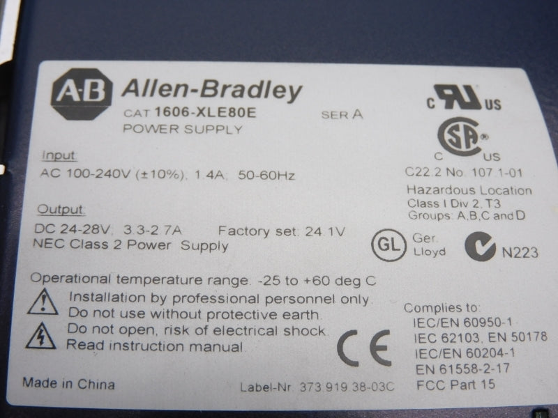 ALLEN BRADLEY 1606-XLE80E SER. A 100-240VAC 1.4A NSNP