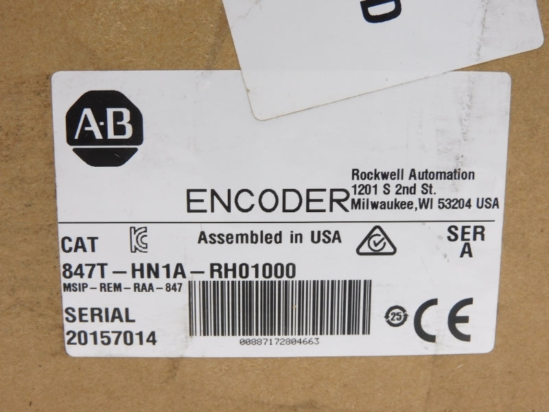 ALLEN BRADLEY 847T-HN1A-RH01000 SER. A 4.5-5.5VDC 1000PPR (BR/WH) NSMP