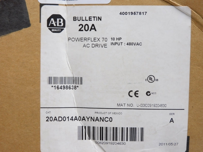 INDUSTRIAL SPARE PART 20AD014A0AYNANC0 SER. A F/W 5.001 432-528VAC 14.1A NSMP