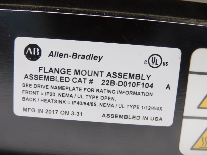 ALLEN BRADLEY 22B-D010F104 SER. A 342-528VAC 10.5A F/W 6.02 NSMP
