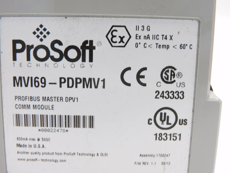 PROSOFT MVI69-PDPMV1 F/W 1.1 5VDC NSMP