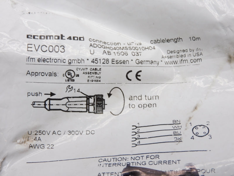 IFM EFECTOR ADOGH040MSS0010H04  EVC003 300VDC 4A NSMP