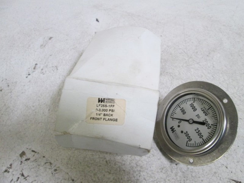 WEISS INSTRUMENTS PRESSURE GAUGE 0-3,000 PSI 1/4" LF25S-1FF *NEW IN BOX*