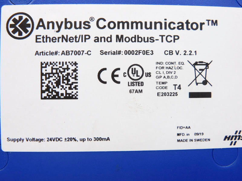 ANYBUS AB7007-C 24VDC NSNP