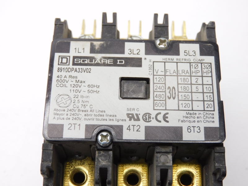 SQUARE D 8910DPA33V02 SER. C 120/110V 40A UNMP