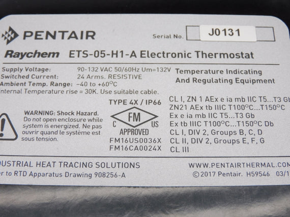 PENTAIR ETS-05-H1-A 1244-015664 90-132VAC -40/60'C NSMP