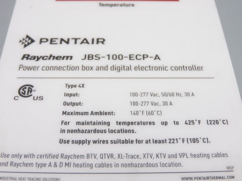 NVENT PENTAIR JBS-100-ECP-A P000000180 100-277VAC 30A NSMP