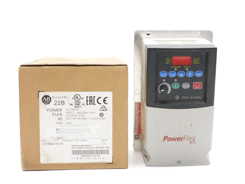 ALLEN BRADLEY 22B-D6P0H204 SER. A 342-528VAC 7.5A F/W 6.02 (AS PICTURED) NUPI