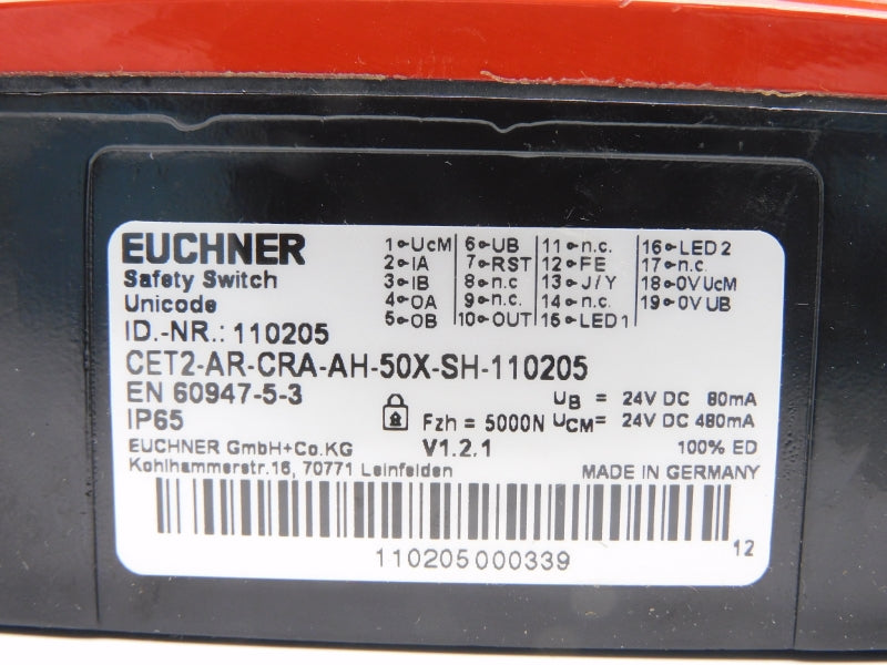 EUCHNER CET2-AR-CRA-AH-50X-SH-110205 24VDC NSMP