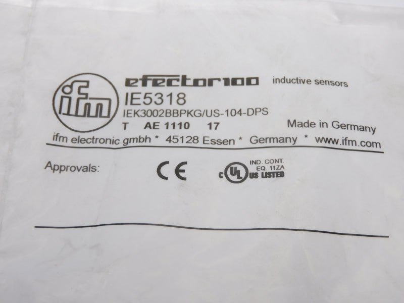 IFM EFECTOR IEK3002BBPKG/US-104-DPS IE5318 NSMP