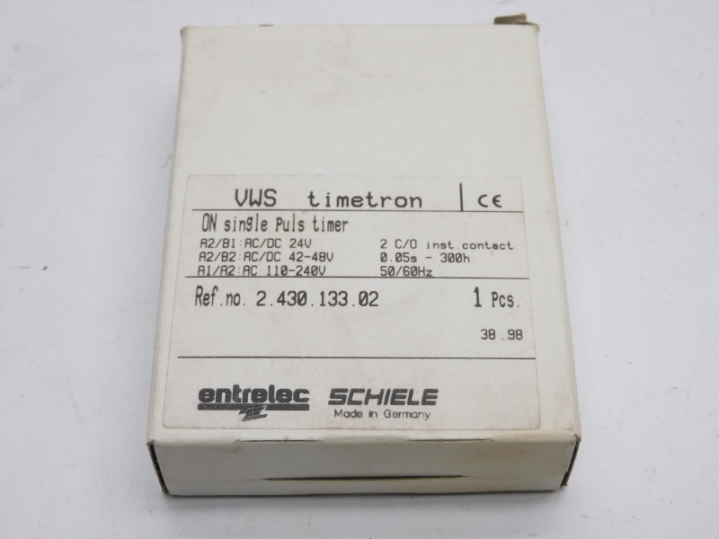 ENTRELEC SCHIELE 2.430.133.02 24VAC/DC 4A 0.05S-300H NSMP