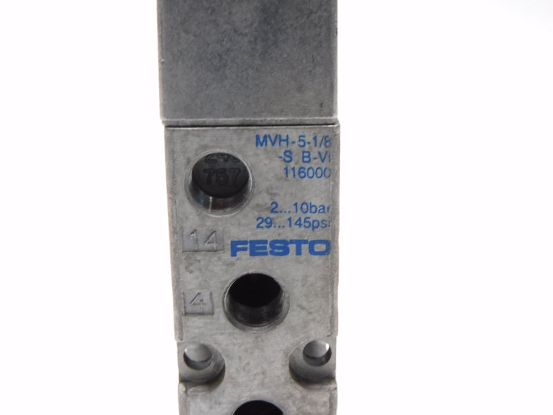 FESTO MVH-5-1/8-SB-VI 116000 SER. L402 29-145PSI (AS PICTURED) NSNP