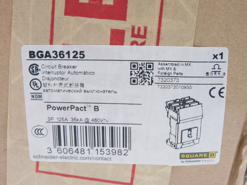 SQUARE D BGA36125 480V 125A NSFS