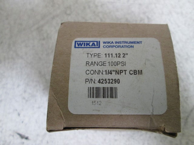 WIKA 4253290 111.12 2" PRESSURE GAUGE 1/4" 0-100PSI *NEW IN BOX*