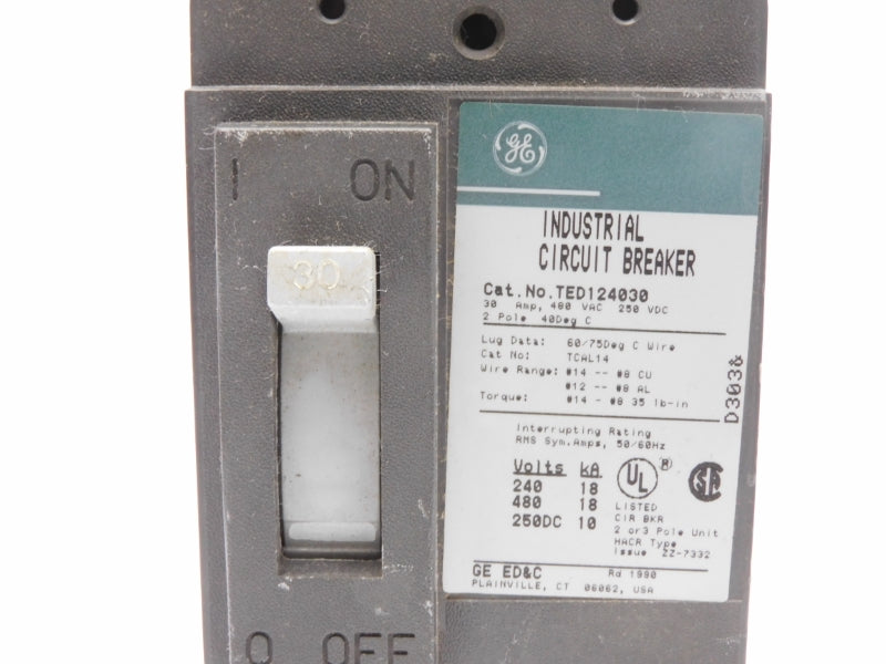 GENERAL ELECTRIC TED124030 480VAC 30A (GREEN) UNMP