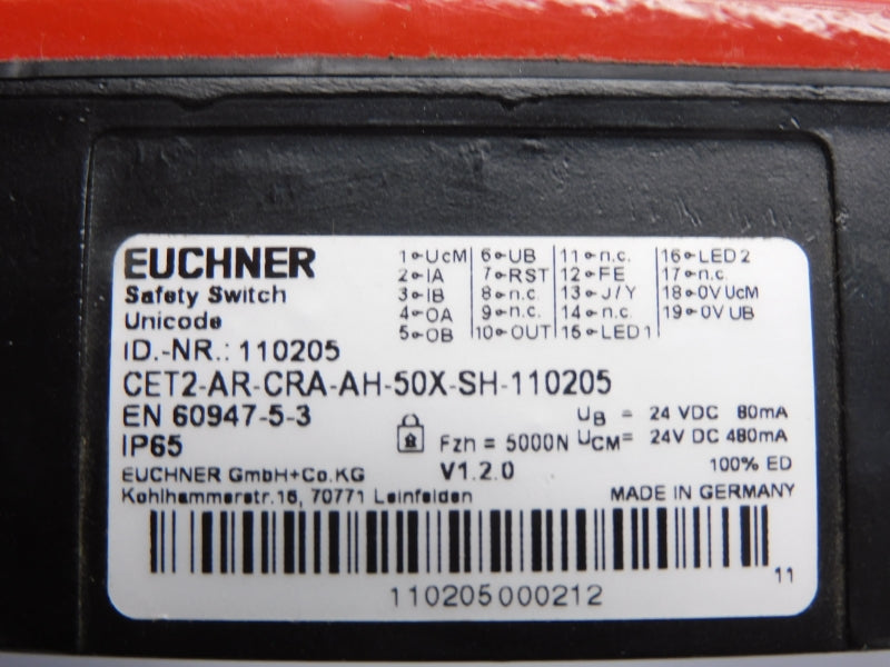 EUCHNER CET2-AR-CRA-AH-50X-SH-110205 24VDC UNMP