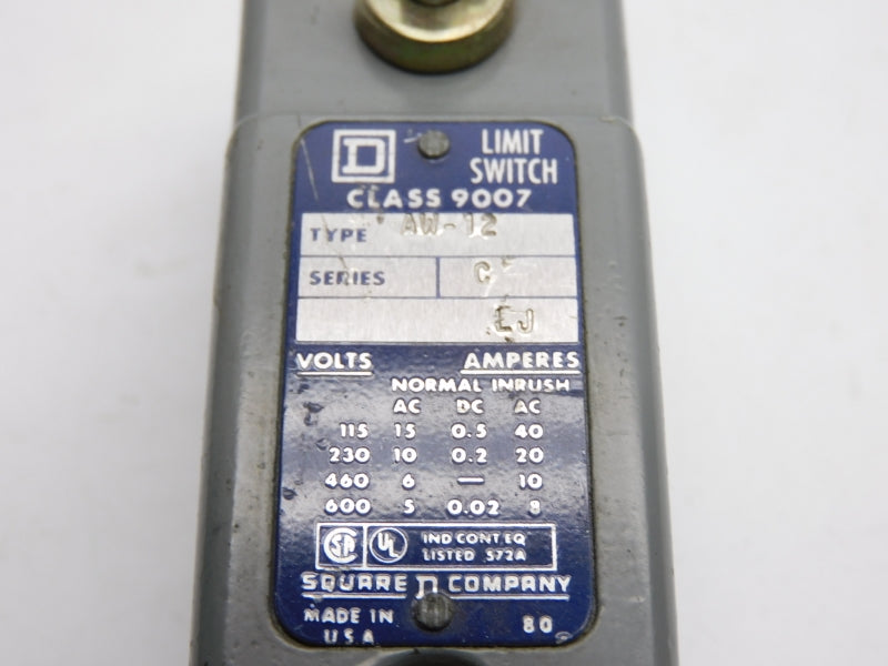 SQUARE D 9007AW12 SER. C 600VAC 8A UNMP