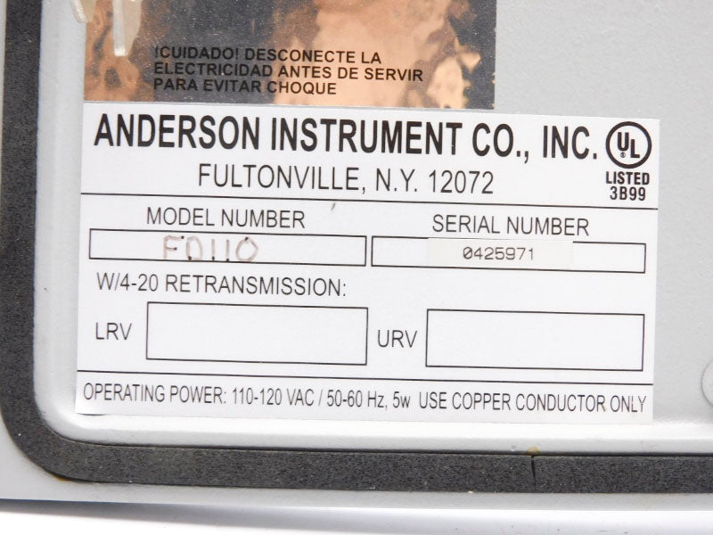 ANDERSON INSTRUMENT FD110 56000A0143 110-120VAC NSNP