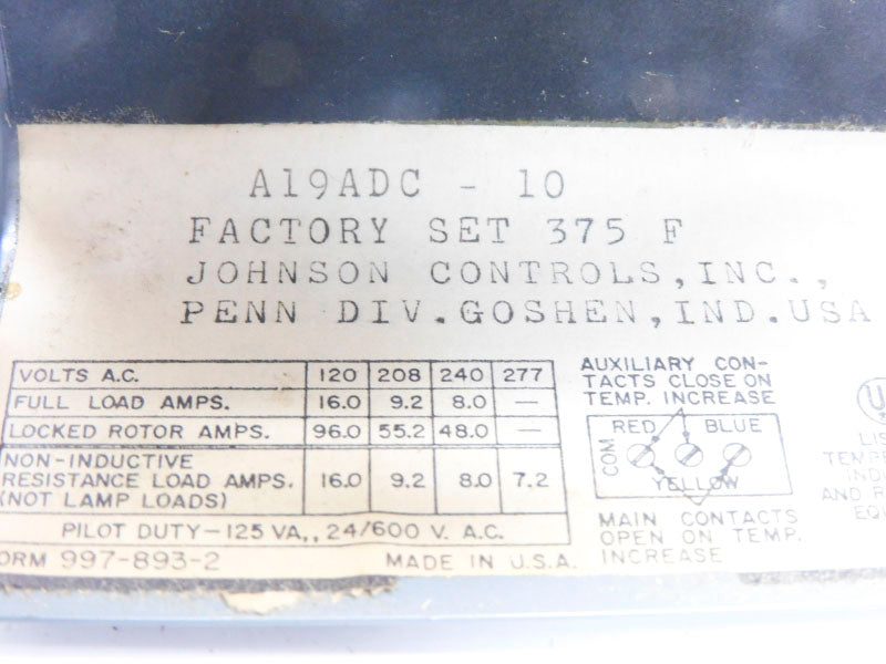 PENN A19ADC-10 600VAC 16.0A 200-550'F NSNP