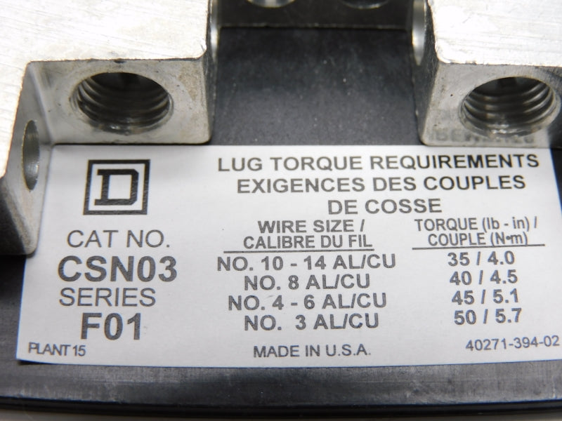 SQUARE D CSN03 SER. F01 NSMP