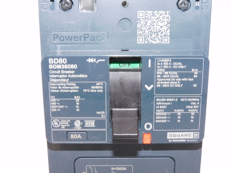 SQUARE D BDM36080 480V 80A NSMP