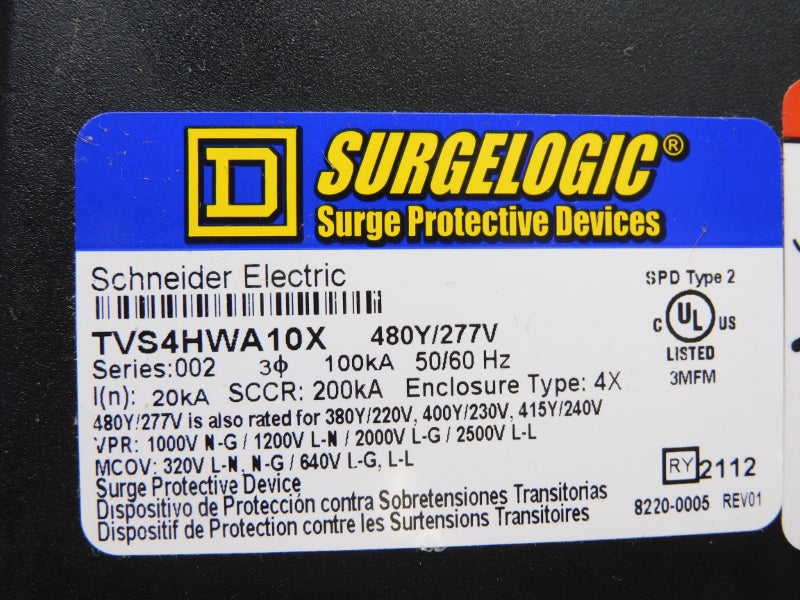 SQUARE D TVS4HWA10X SER. 002 480/277V UNMP