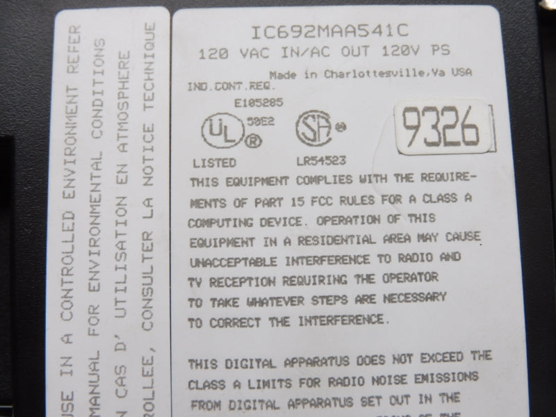 FANUC IC692MAA541C 120VAC (NO COVER) UNMP