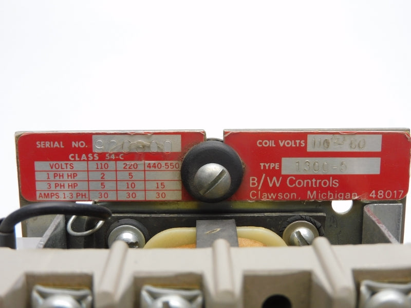 B/W CONTROLS 1300-5 110V 30A UNMP