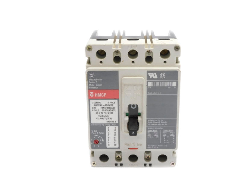 WESTINGHOUSE HMCP003A0C SER. C 600VAC 3A NSNP