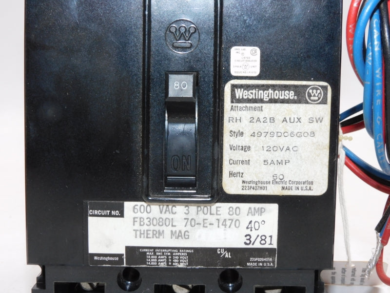 WESTINGHOUSE FB3080L 2A2B 600VAC 80A (AS PICTURED) NSMP