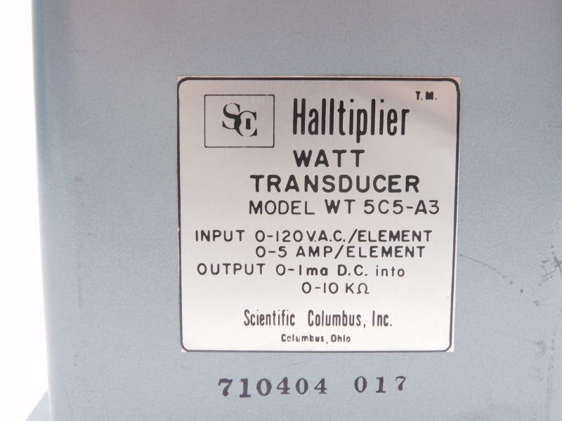 SCIENTIFIC COLUMBUS WT5C5-A3 0-120VAC 0-5A UNMP
