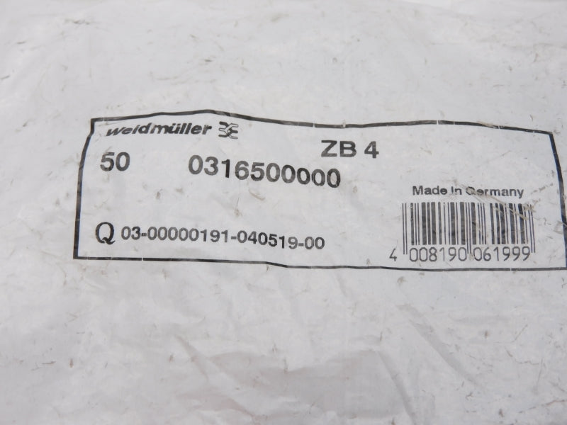 WEIDMULLER 0316500000 ZB4 (PKG OF 50) NSMP