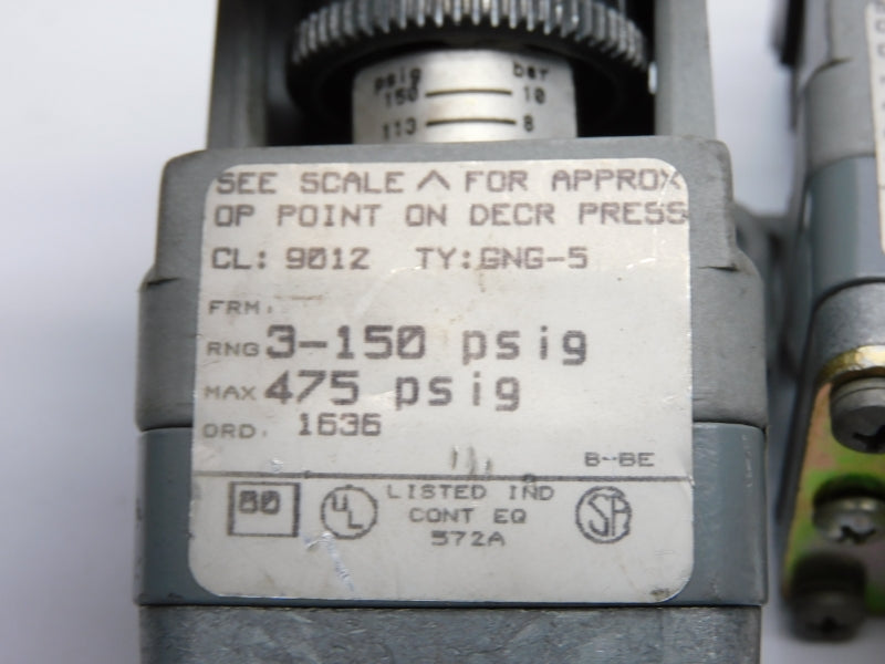 SQUARE D 9012GNG5 3-150PSI (.2-10BAR) UNMP