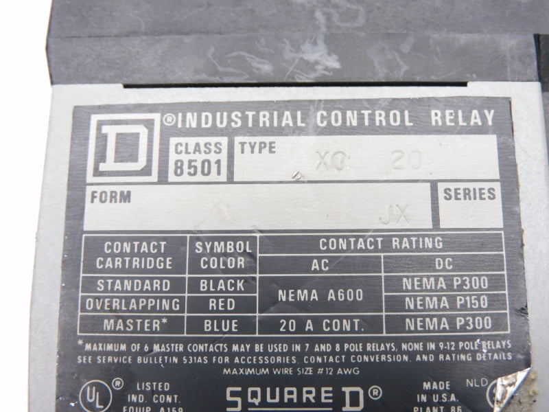 SQUARE D 8501X020 SER. A 24V 20A UNMP