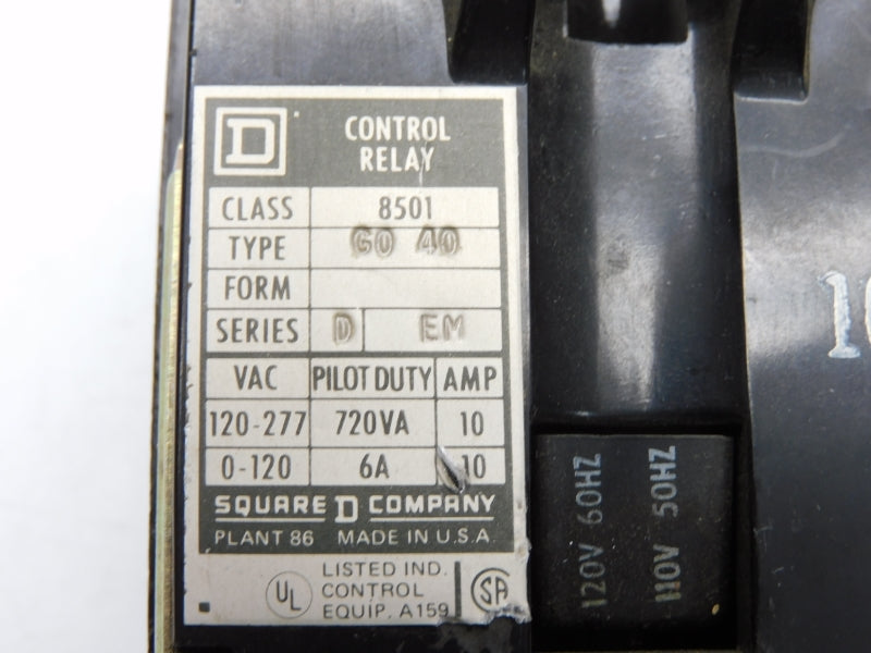 SQUARE D 8501G040 SER. D 110/120V 10A UNMP