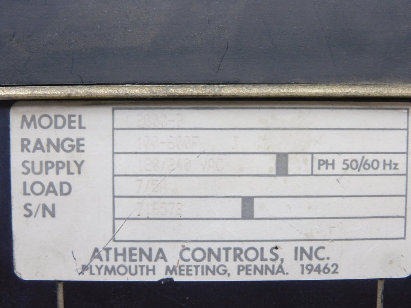 ANTHENA CONTROLS 2000-B 120/240VAC 7/5A 100-600'F UNMP