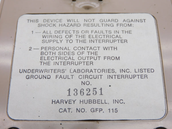 HUBBELL GFP115 120V 15A UNMP