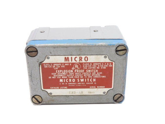 MICRO SWITCH EXD-AR 250VAC 10A (GREY) UNMP