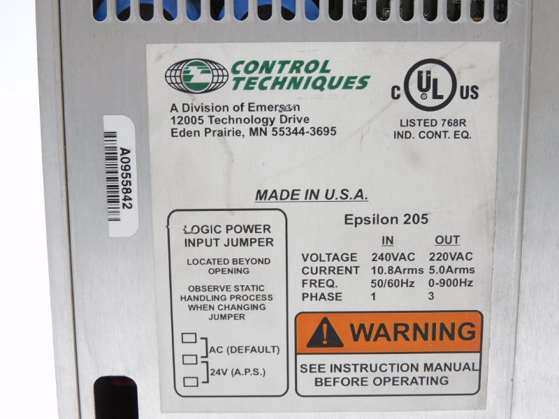 CONTROL TECHNIQUES EI-205-04-000 960475-04 240VAC UNMP