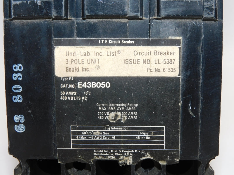 I-T-E E43B050 480VAC 50A UNMP