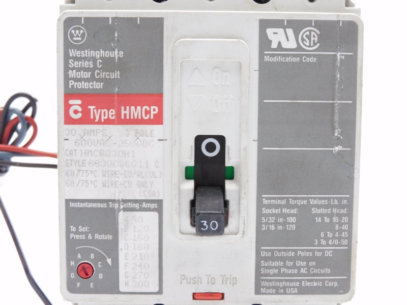 WESTINGHOUSE HMCP030H1 SER. C 600VAC 30A UNMP