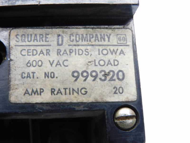 SQUARE D 999320 600VAC 20A UNMP
