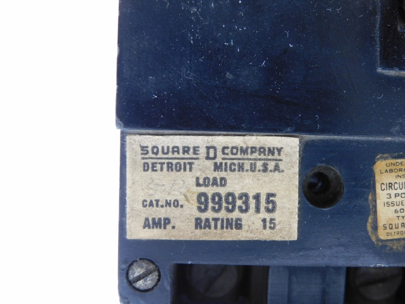 SQUARE D 999315 600VAC 15A UNMP