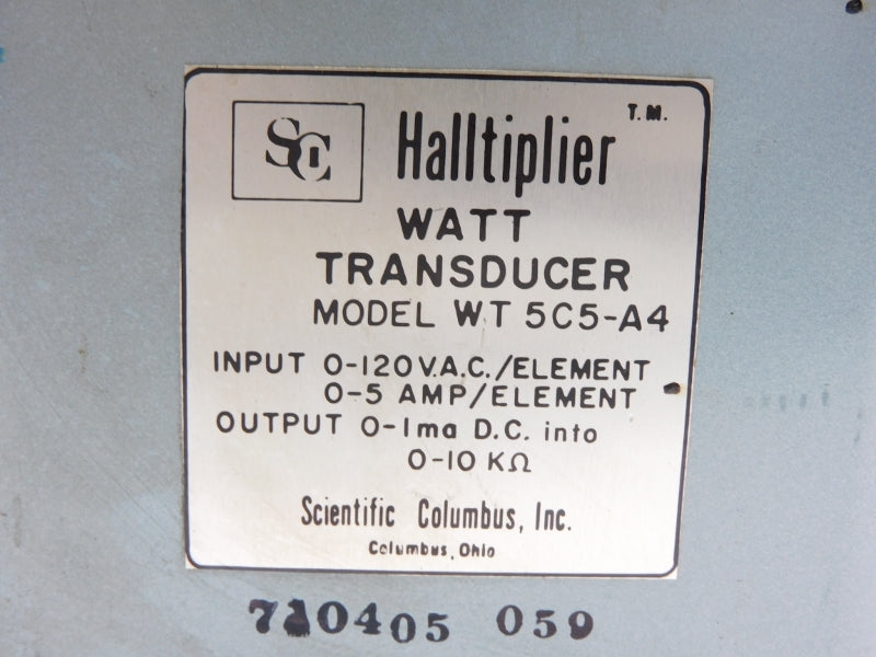 SCIENTIFIC COLUMBUS WT5C5-A4 0-120VAC 0-5A UNMP