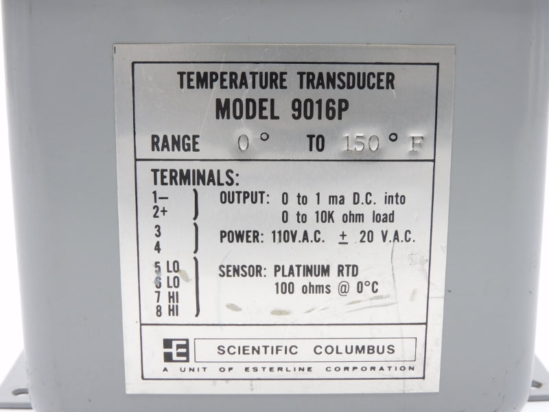 SCIENTIFIC COLUMBUS 9016P 110VAC 0-150'F UNMP