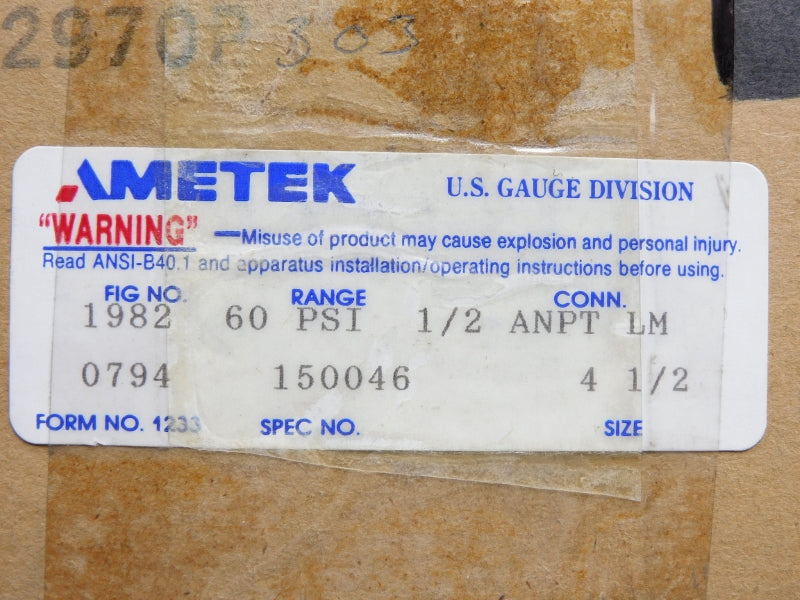 AMETEK 1982 60PSI NSMP