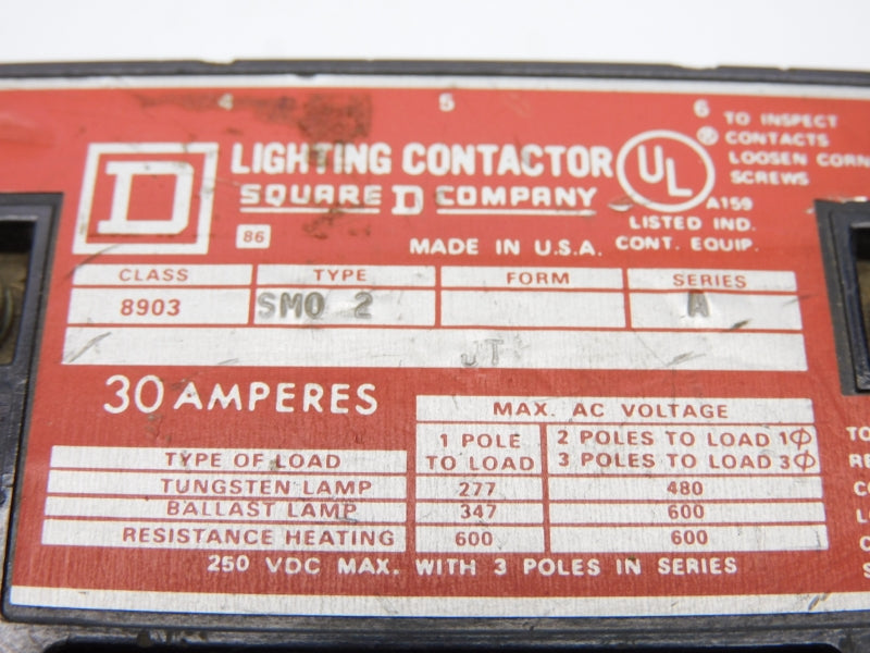 SQUARE D 8903SMO2 SER. A 110/120V 30A UNMP