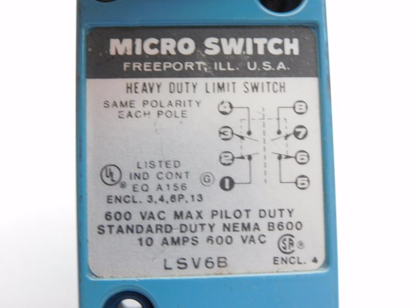 MICRO SWITCH LSV6B 600VAC 10A NSNP