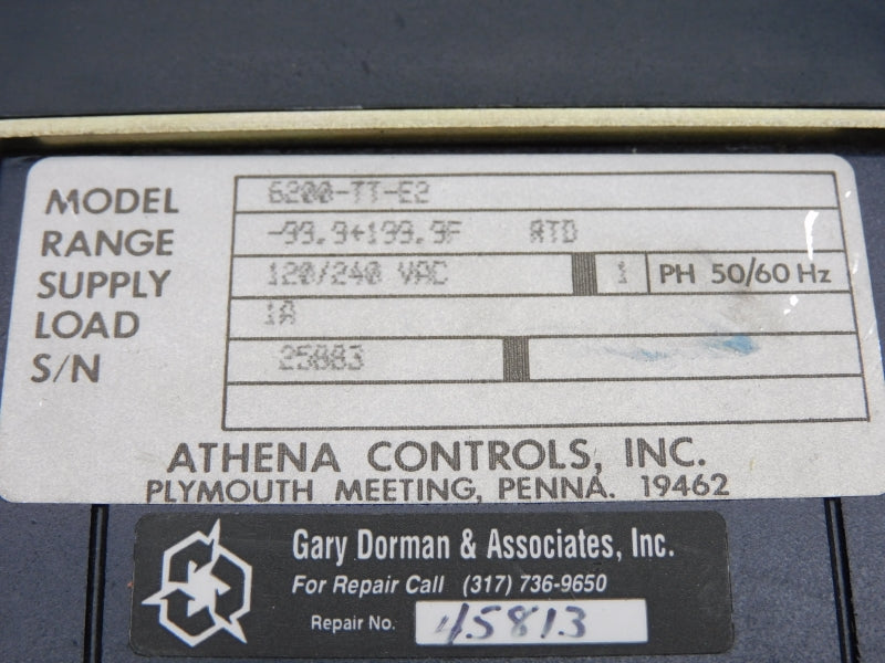 ATHENA CONTROLS 6200-TT-E2 120/240VAC 1A -99.9+199.9'F NSNP