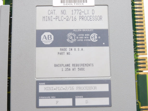 ALLEN BRADLEY 1772-LX SER. D 5VDC 1.25A F/W F UNMP